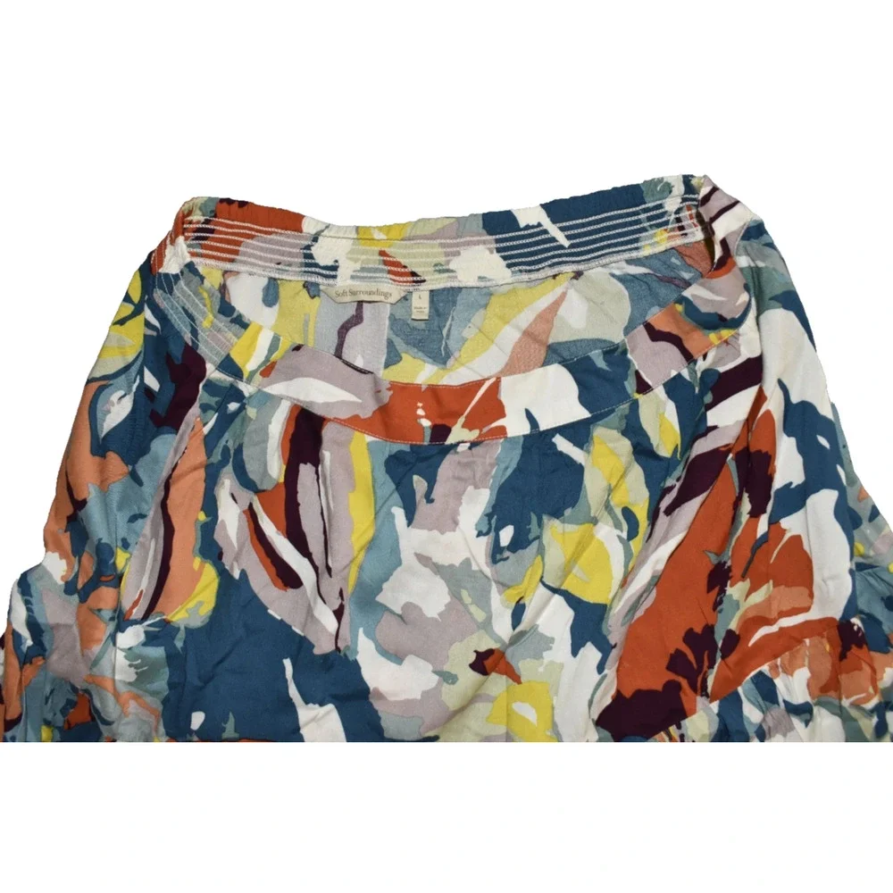A3 NEW SOFT SURROUNDINGS Kara Tropical Floral Print Tiered Midi Skirt Size L